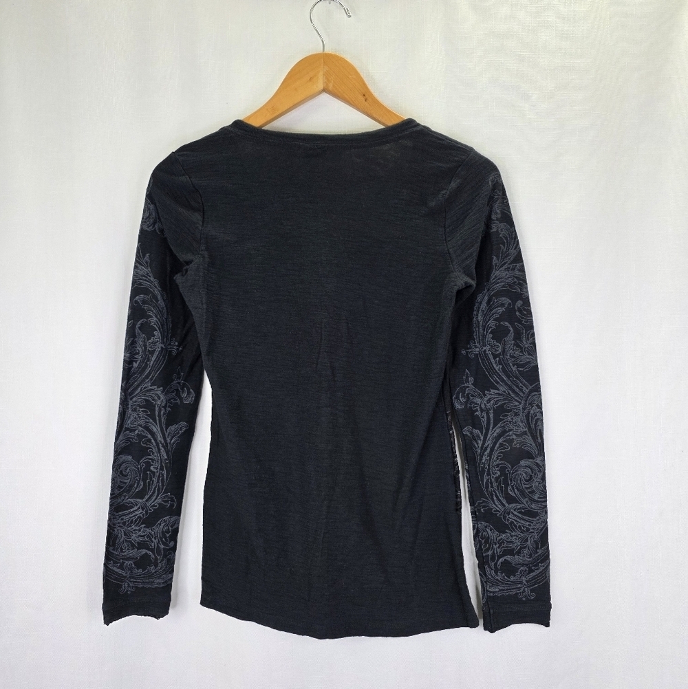 Y2k 00s Vanity Womens Whimsigoth Burnout Gothic Grunge Long Sleeve Fitted Size M - Picture 10 of 14